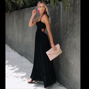 Vici black bandeau backless dress boho